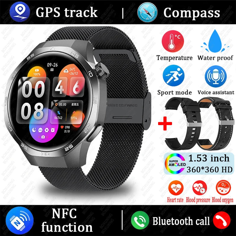 Huawei 1.85" Smartwatch – GPS, NFC & Bluetooth Fitness Tracker for Men