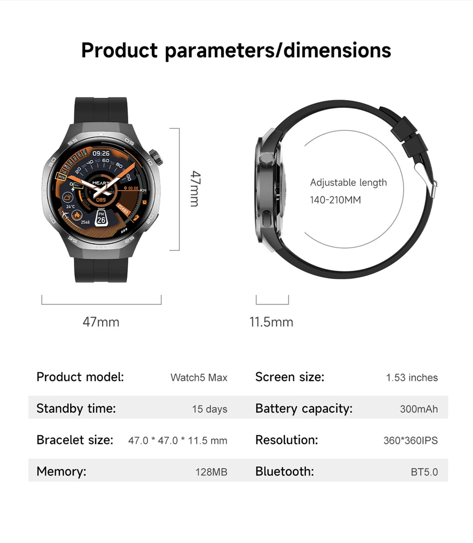 Huawei 1.85" Smartwatch – GPS, NFC & Bluetooth Fitness Tracker for Men