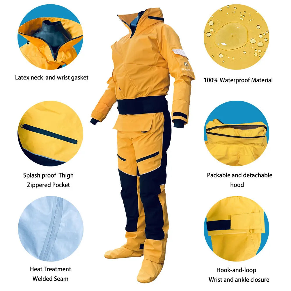 Waterproof Front-Entry Drysuit – Detachable Hood for Watersports