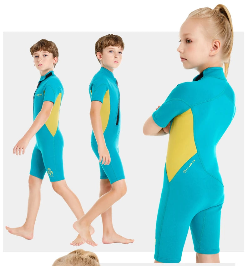 Kids 2mm Neoprene Wetsuit – One-Piece Surf & Swim Suit
