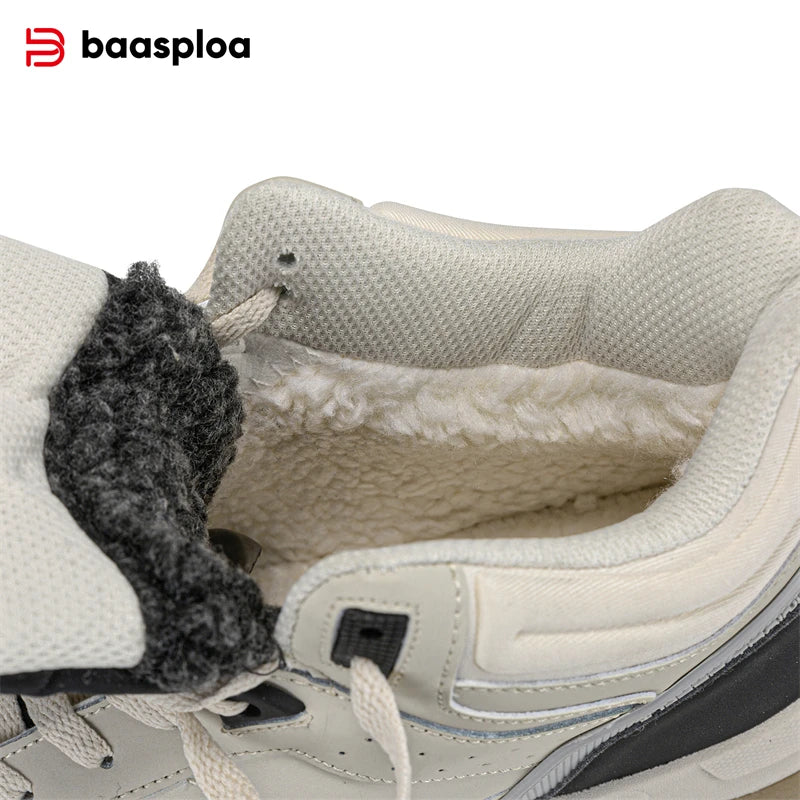 Baasploa Men’s Winter Sneakers – Plush Warm Non-Slip Casual Shoes