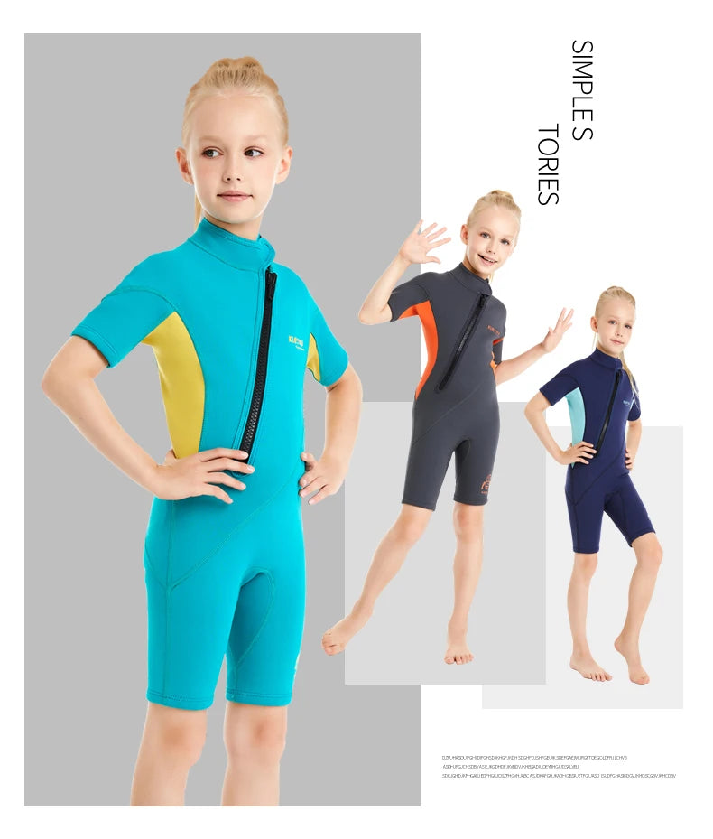 Kids 2mm Neoprene Wetsuit – One-Piece Surf & Swim Suit