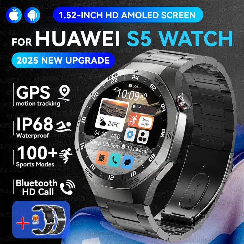 GUHUAVMI GT5 Pro Smartwatch – HD AMOLED GPS Heart Rate Tracker