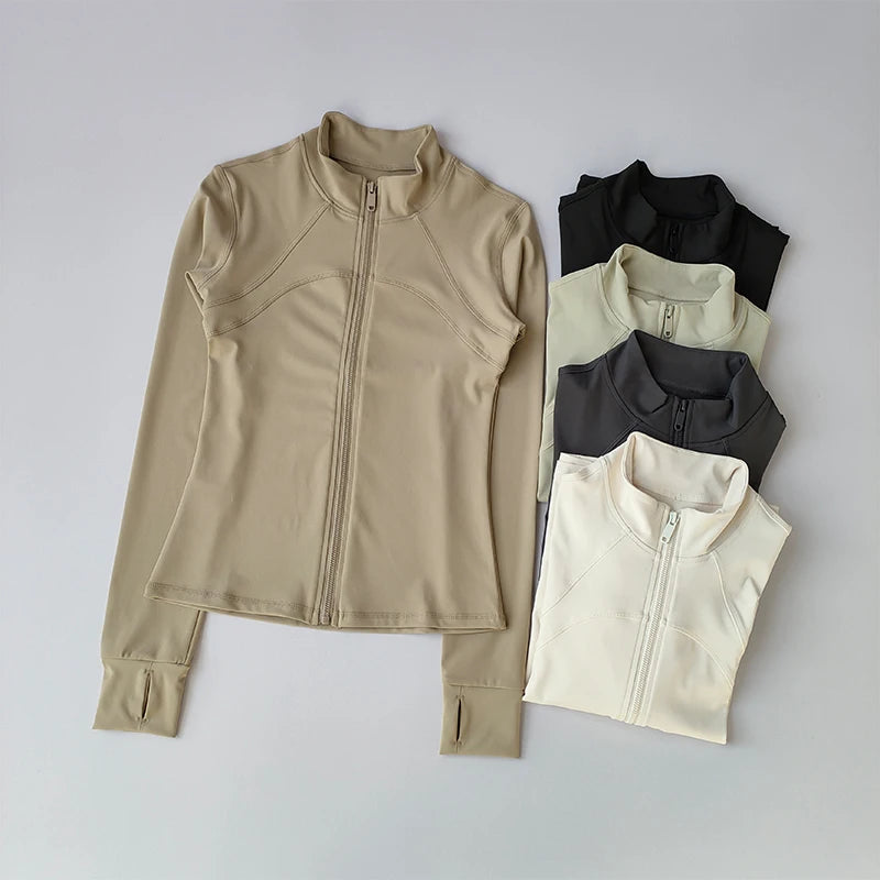 Women’s Yoga Jacket – High-End Long Sleeve Fitness & Running Top