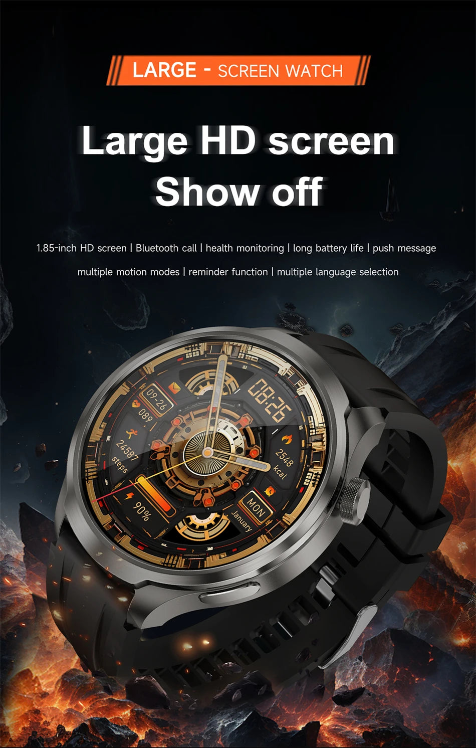 Huawei 1.85" Smartwatch – GPS, NFC & Bluetooth Fitness Tracker for Men