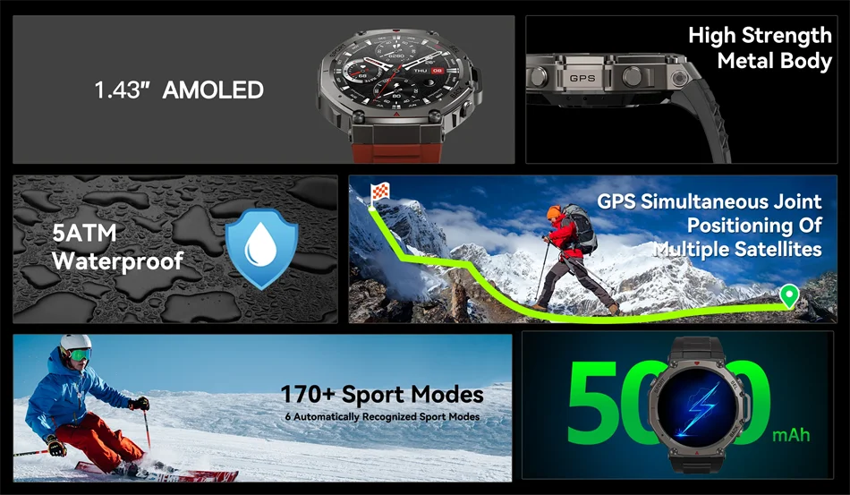 T-Rex 3 Pro Military Smartwatch – Dual-Band GPS 10ATM