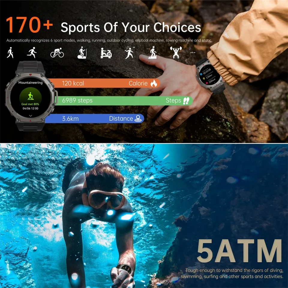 T-Rex 3 Pro Military Smartwatch – Dual-Band GPS 10ATM