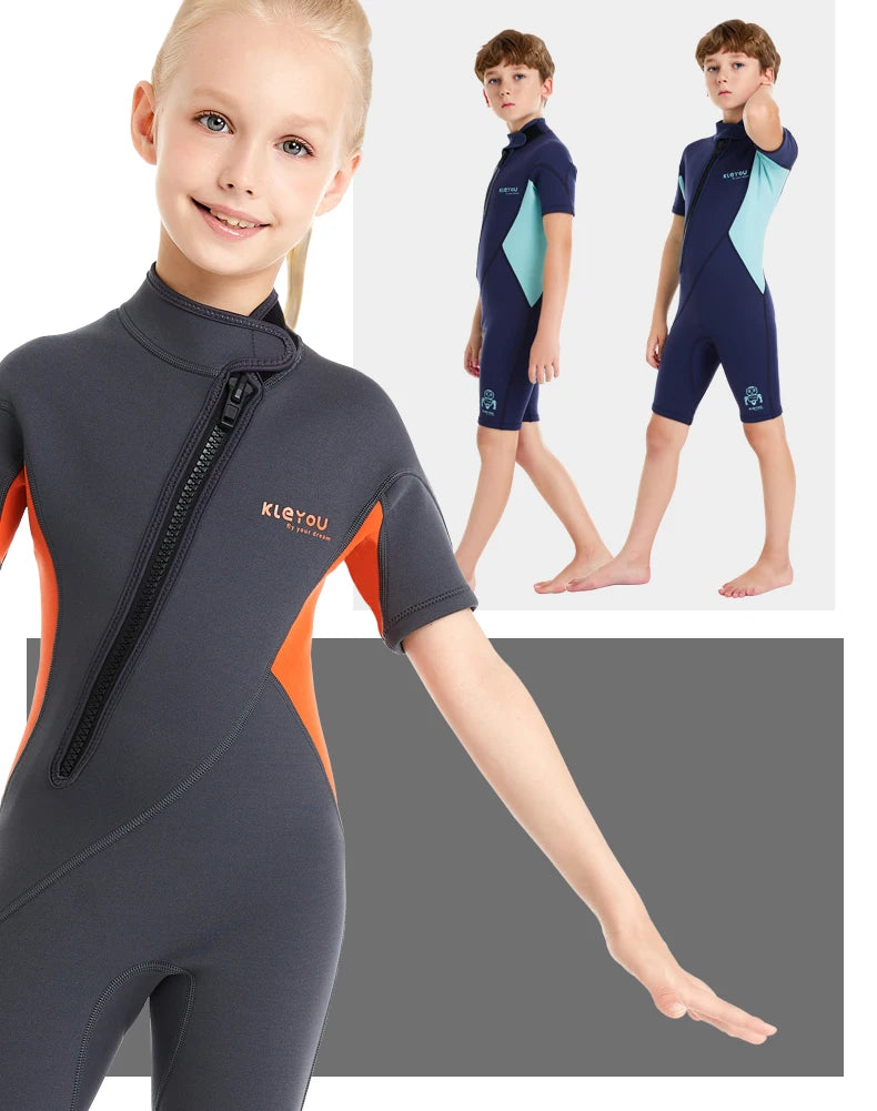 Kids 2mm Neoprene Wetsuit – One-Piece Surf & Swim Suit