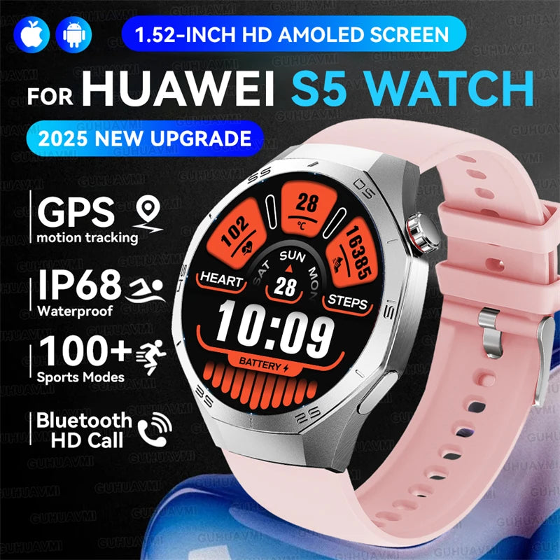 GUHUAVMI GT5 Pro Smartwatch – HD AMOLED GPS Heart Rate Tracker