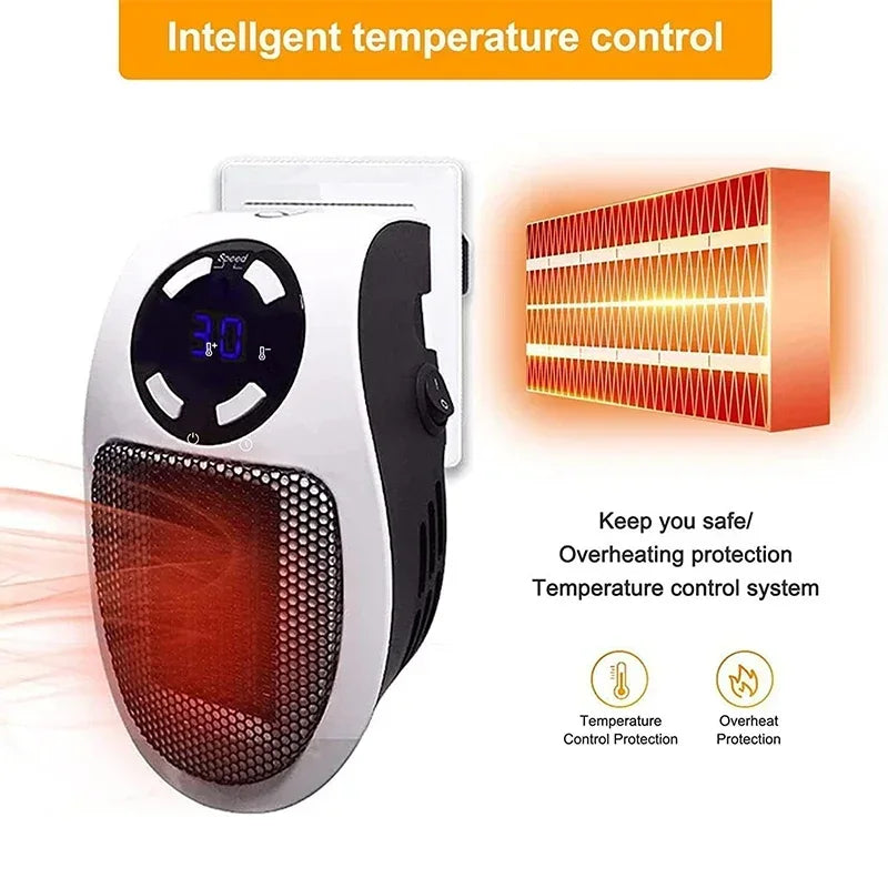 350W Portable Electric Heater – Wall-Mounted Room Heater with Remote