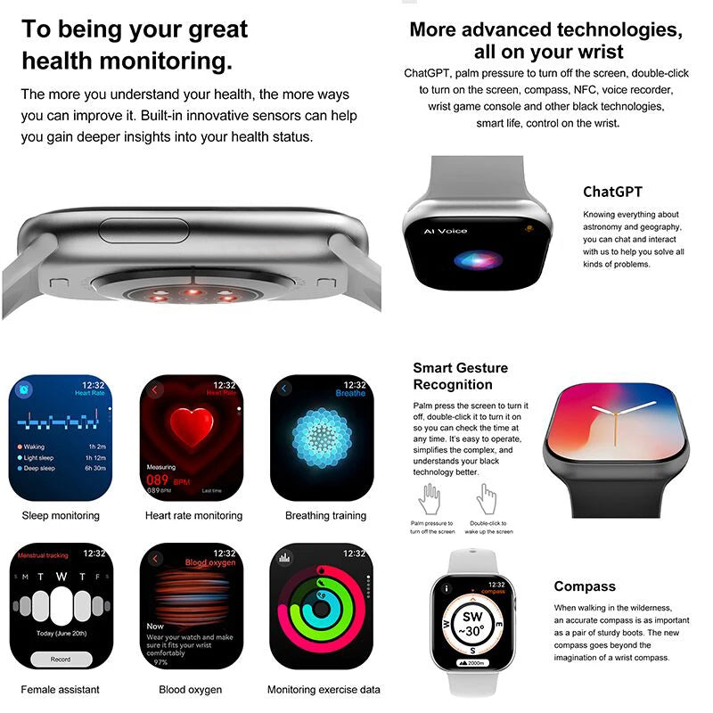2025 Men’s Smartwatch Series 10 – AMOLED GPS Bluetooth Call Watch