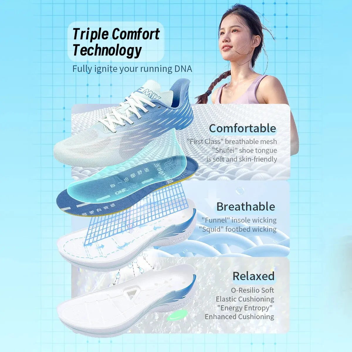 Onemix 2025 Breathable Speed Running Shoes – Marathon Sports Sneakers Shoes Light Men Outdoor Jump Rope Fitness