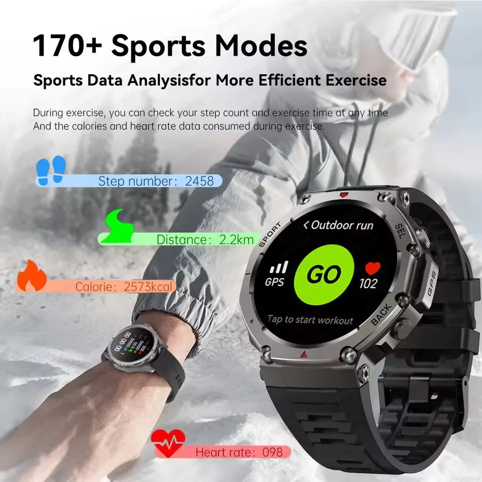 2025 Military Smartwatch – GPS, Compass & Bluetooth Call