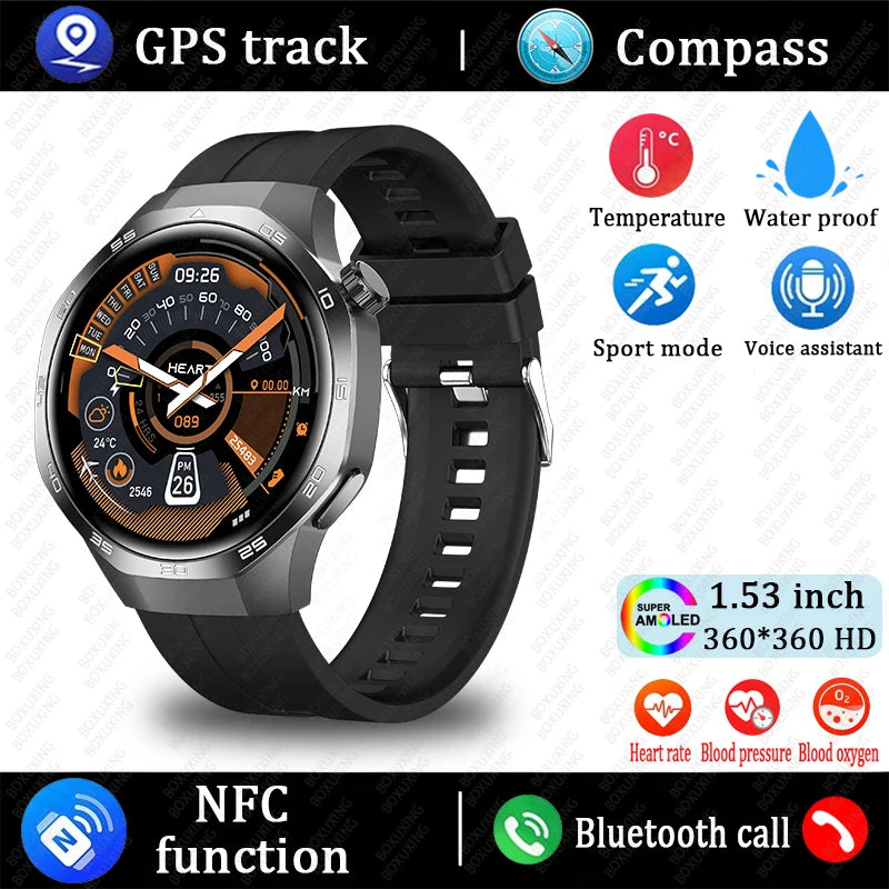 Huawei 1.85" Smartwatch – GPS, NFC & Bluetooth Fitness Tracker for Men