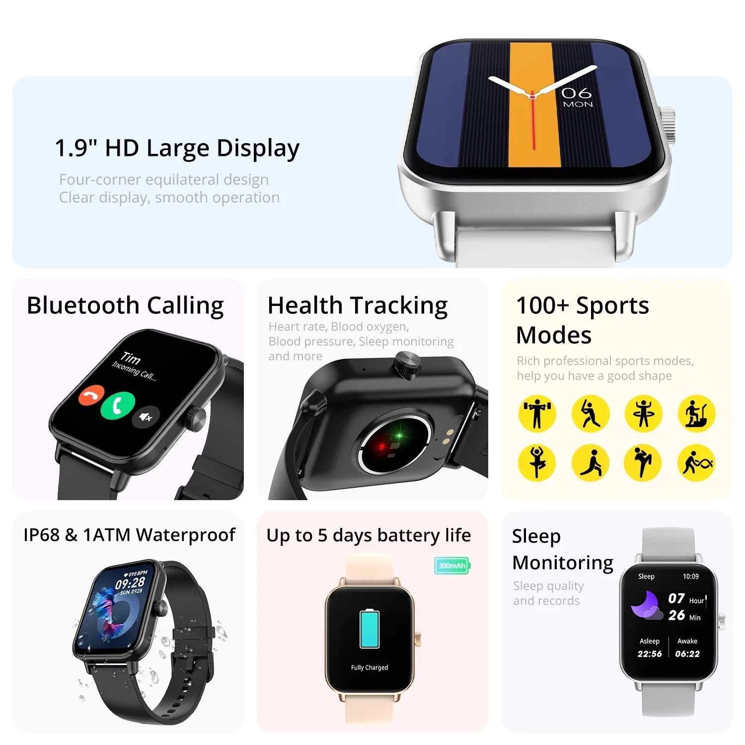 P81 Voice Calling Smartwatch – 1.9" Health & Sports Tracker
