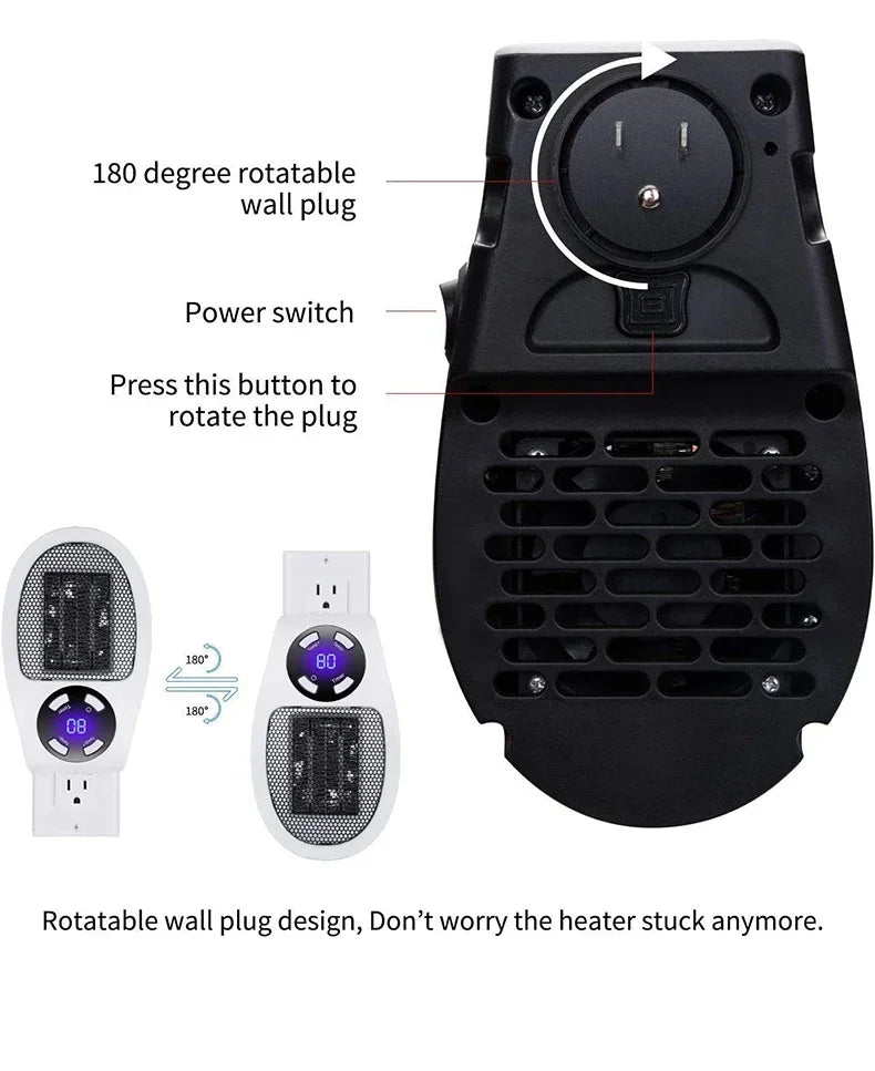 350W Portable Electric Heater – Wall-Mounted Room Heater with Remote