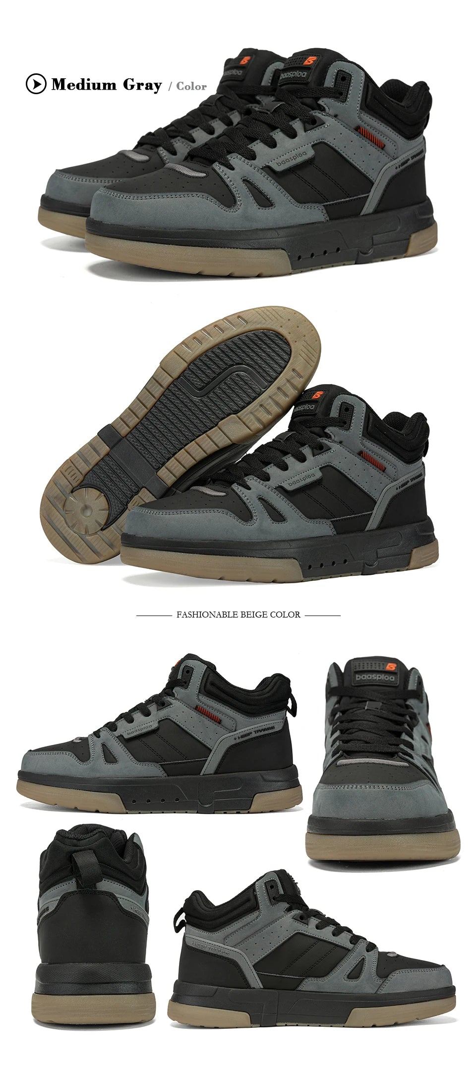 Baasploa Men’s Winter Sneakers – Plush Warm Non-Slip Casual Shoes