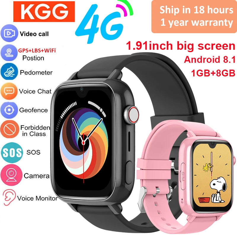 4G Kids Smart Watch – GPS Tracker, Video Call & SOS Safety Smartwatch