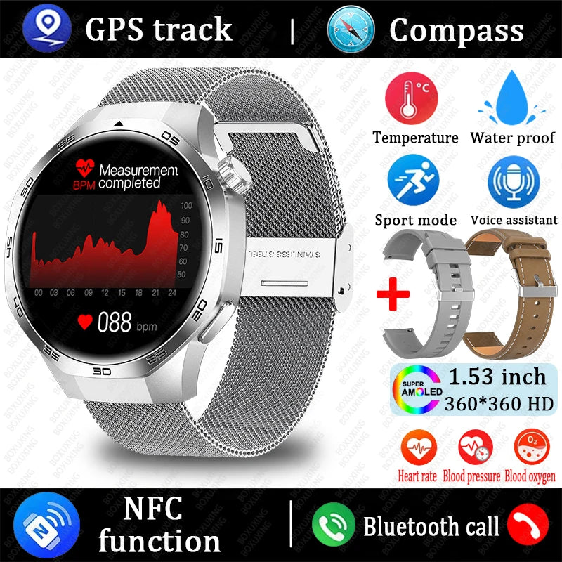 Huawei 1.85" Smartwatch – GPS, NFC & Bluetooth Fitness Tracker for Men