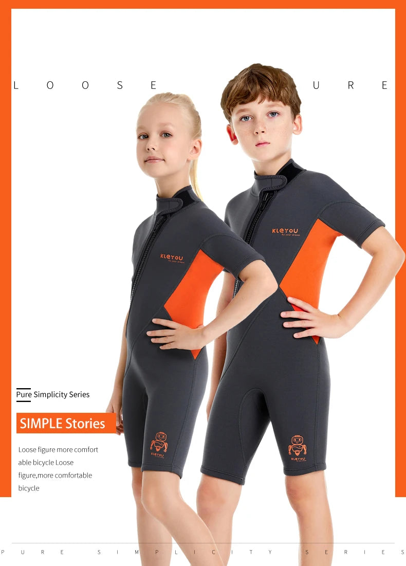 Kids 2mm Neoprene Wetsuit – One-Piece Surf & Swim Suit
