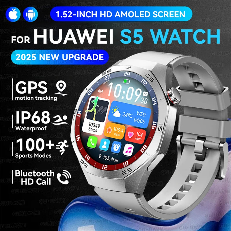 GUHUAVMI GT5 Pro Smartwatch – HD AMOLED GPS Heart Rate Tracker