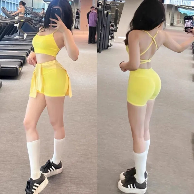 Seamless High-Waist Peach Hip Fitness Shorts