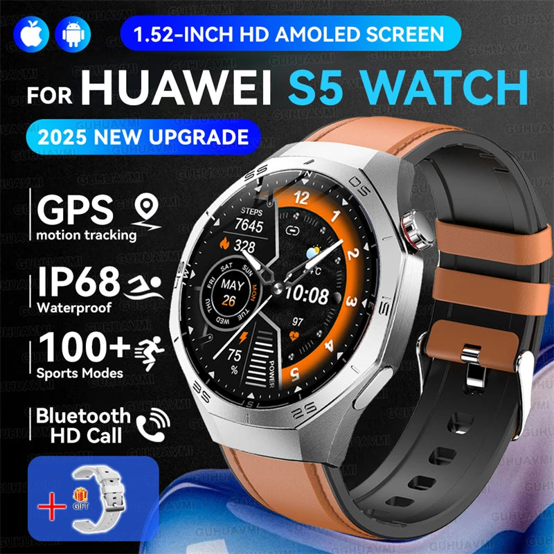 GUHUAVMI GT5 Pro Smartwatch – HD AMOLED GPS Heart Rate Tracker