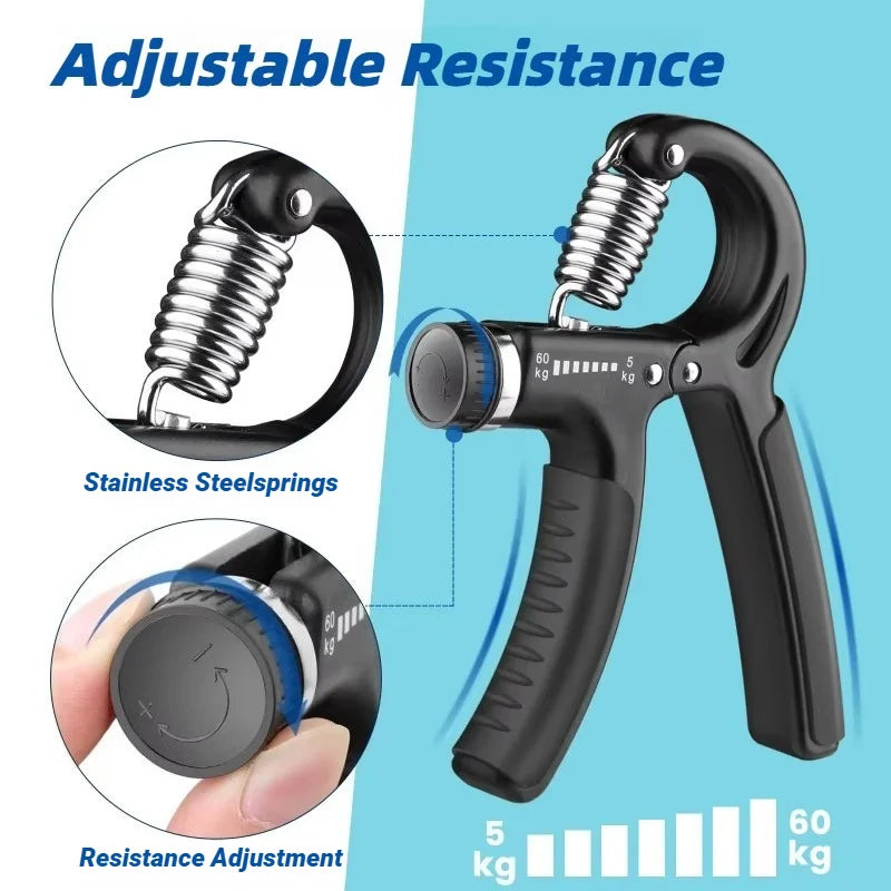 Hand Grip Strengthener – Adjustable 5–60KG Forearm & Finger Trainer