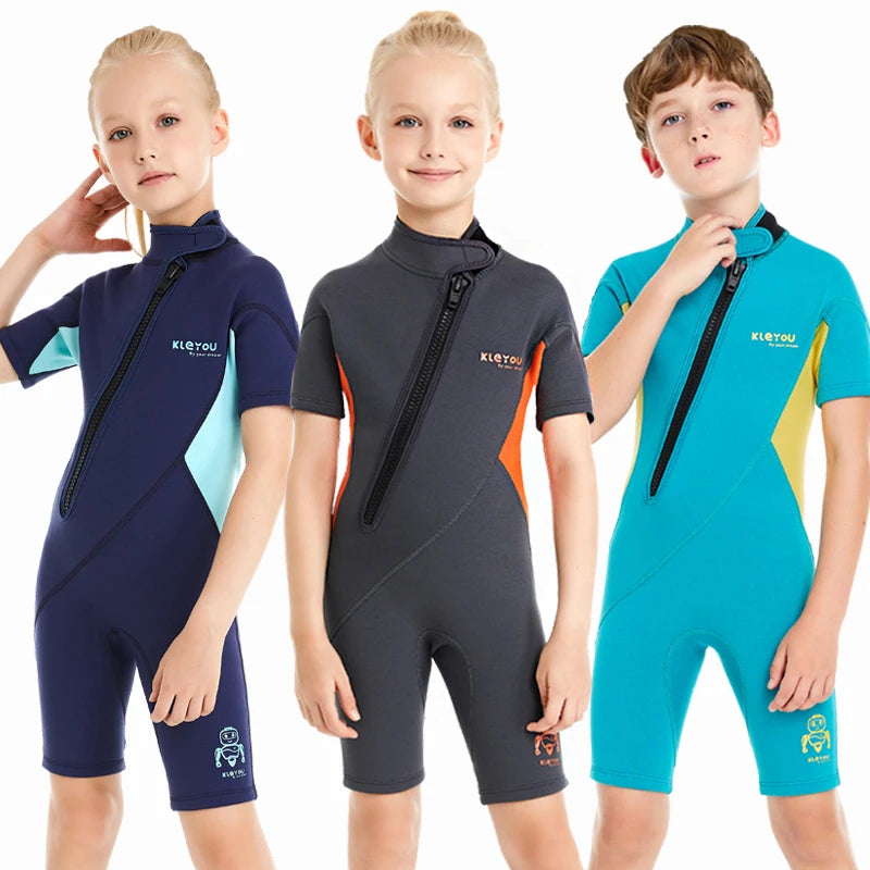 Kids 2mm Neoprene Wetsuit – One-Piece Surf & Swim Suit
