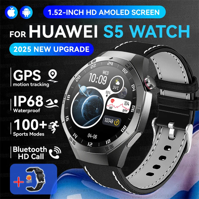 GUHUAVMI GT5 Pro Smartwatch – HD AMOLED GPS Heart Rate Tracker