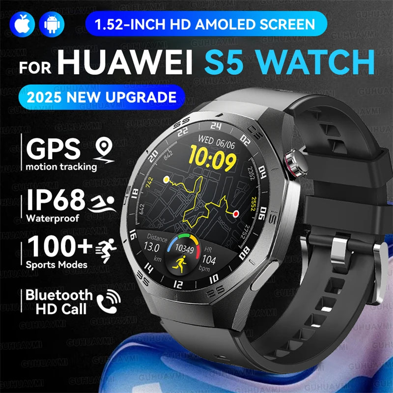 GUHUAVMI GT5 Pro Smartwatch – HD AMOLED GPS Heart Rate Tracker