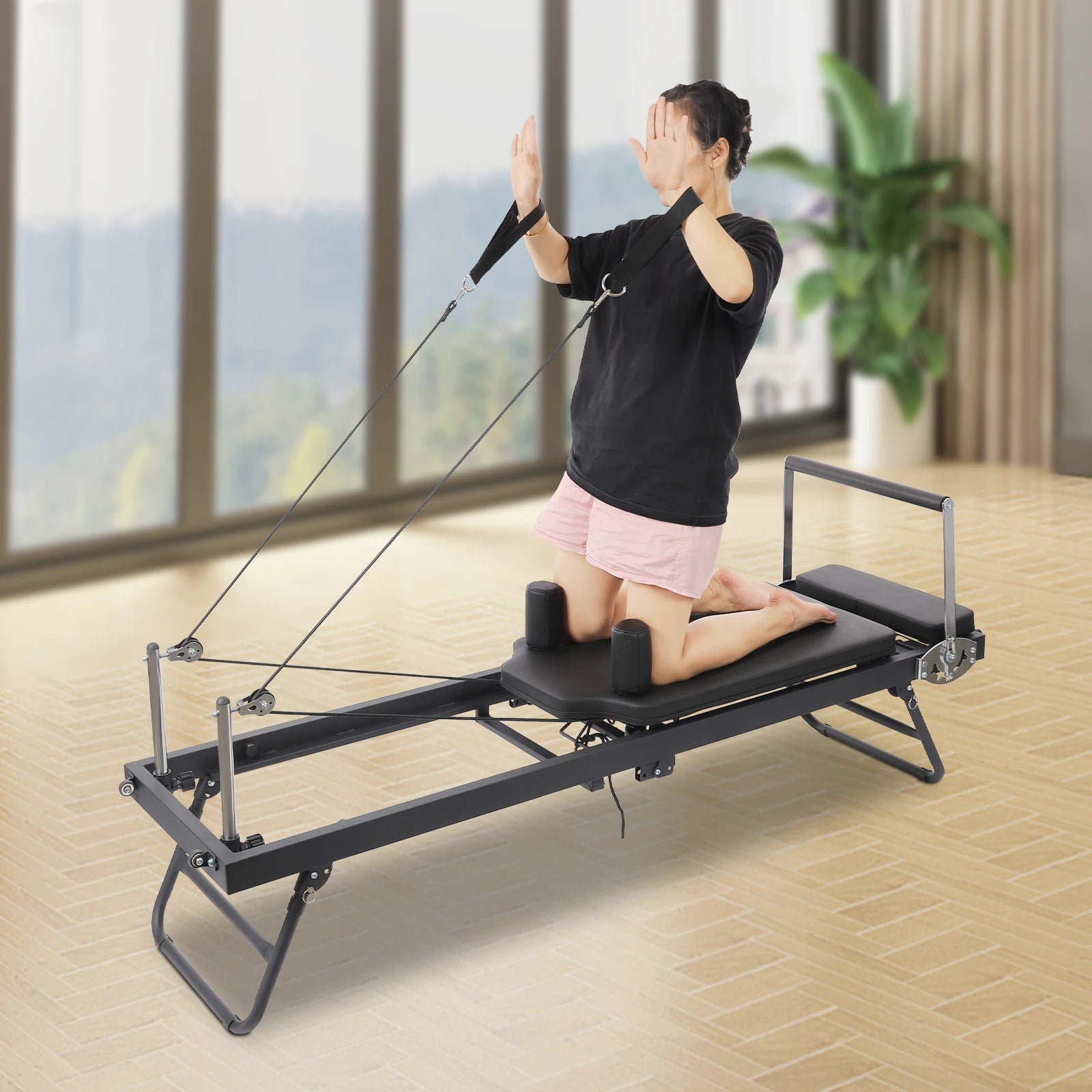 Foldable Steel Pilates Reformer – Home Yoga Fitness Equipment