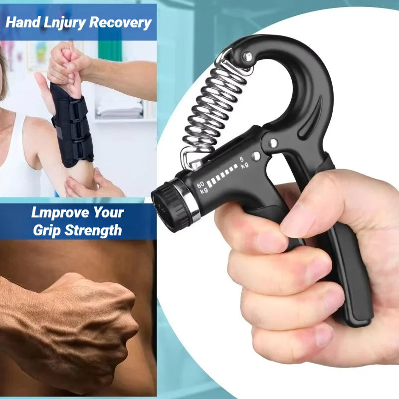 Hand Grip Strengthener – Adjustable 5–60KG Forearm & Finger Trainer
