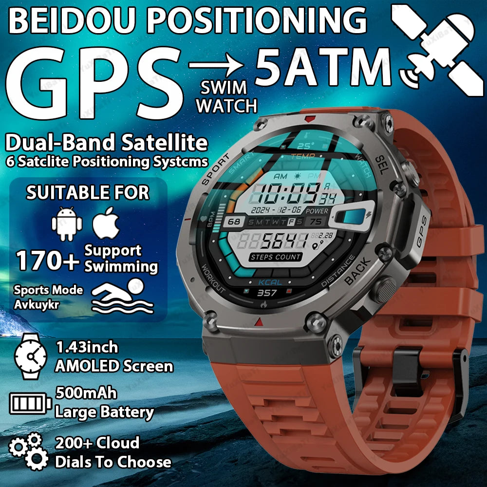 T-Rex 3 Pro Military Smartwatch – Dual-Band GPS 10ATM
