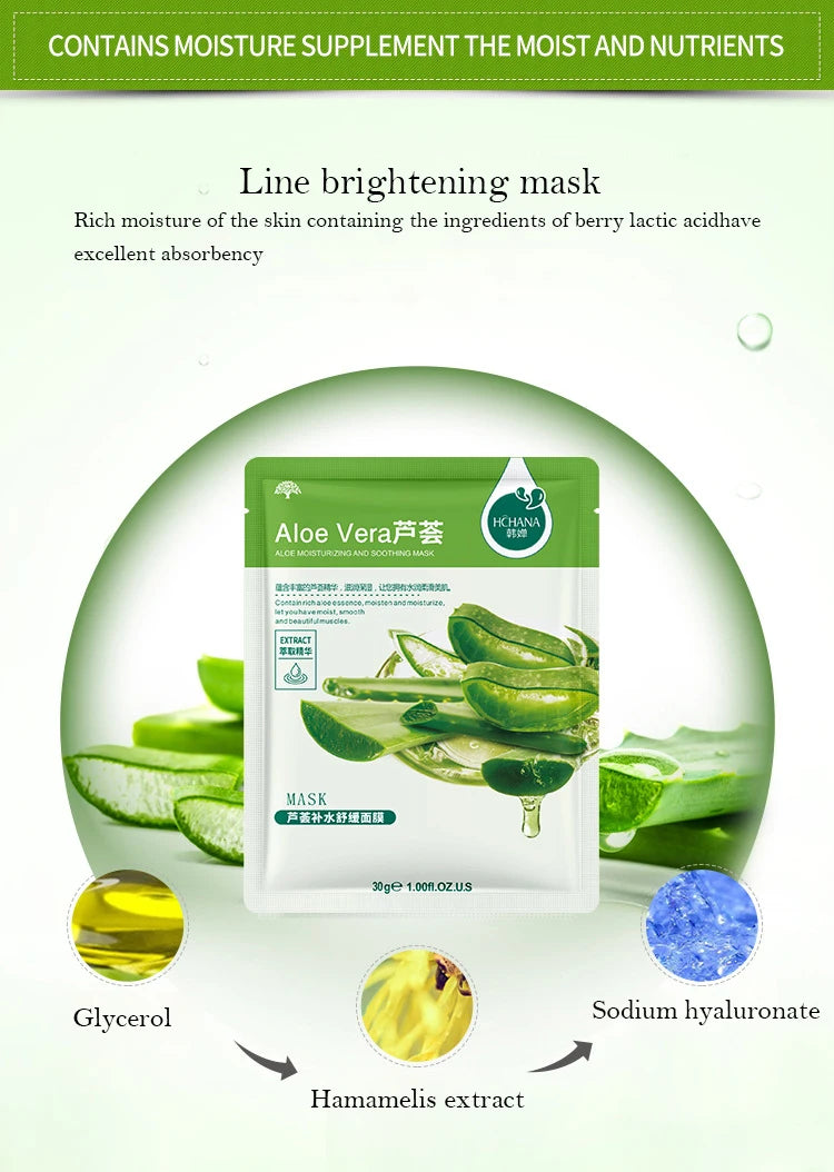 30pcs Natural Plant Facial Masks – Moisturizing & Anti-Aging Korean Skincare