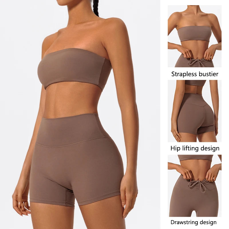 Ctenkevet 2-Piece Strapless Yoga Set – Women's Workout Outfit