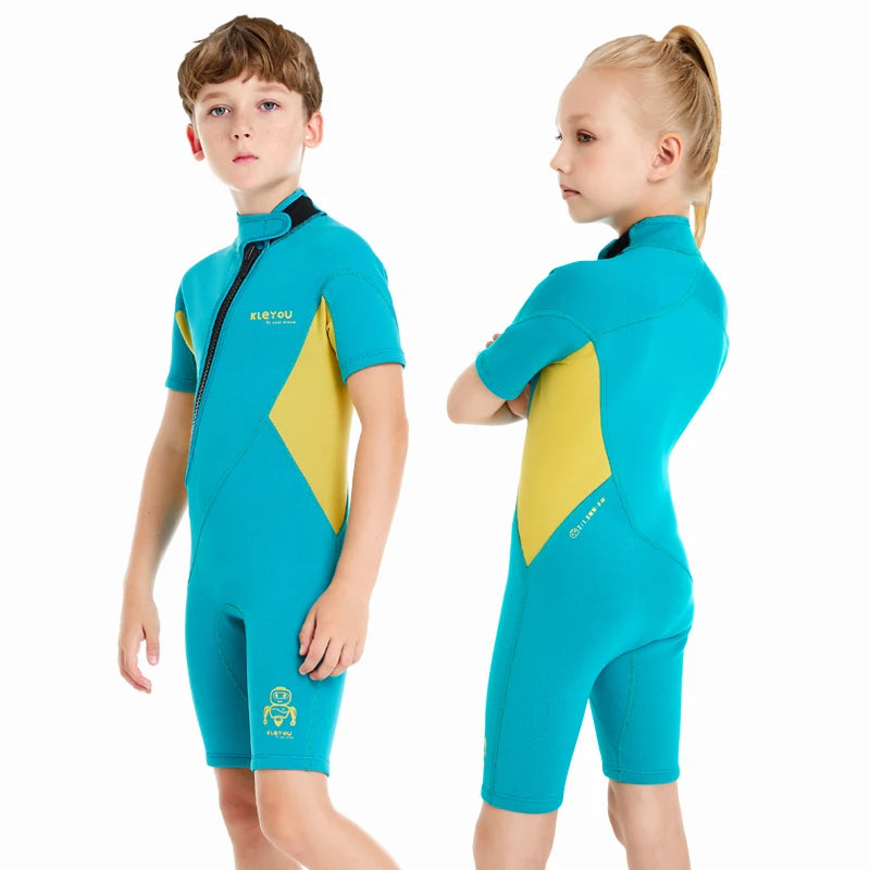 Kids 2mm Neoprene Wetsuit – One-Piece Surf & Swim Suit