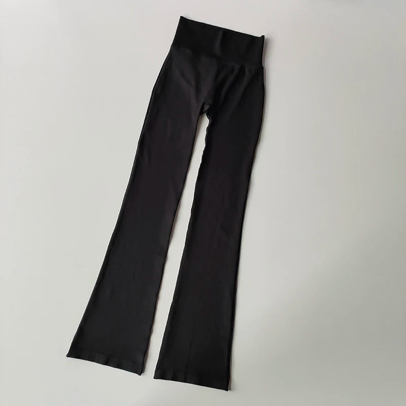 High-Waisted Flared Yoga Pants – Seamless Compression Leggings