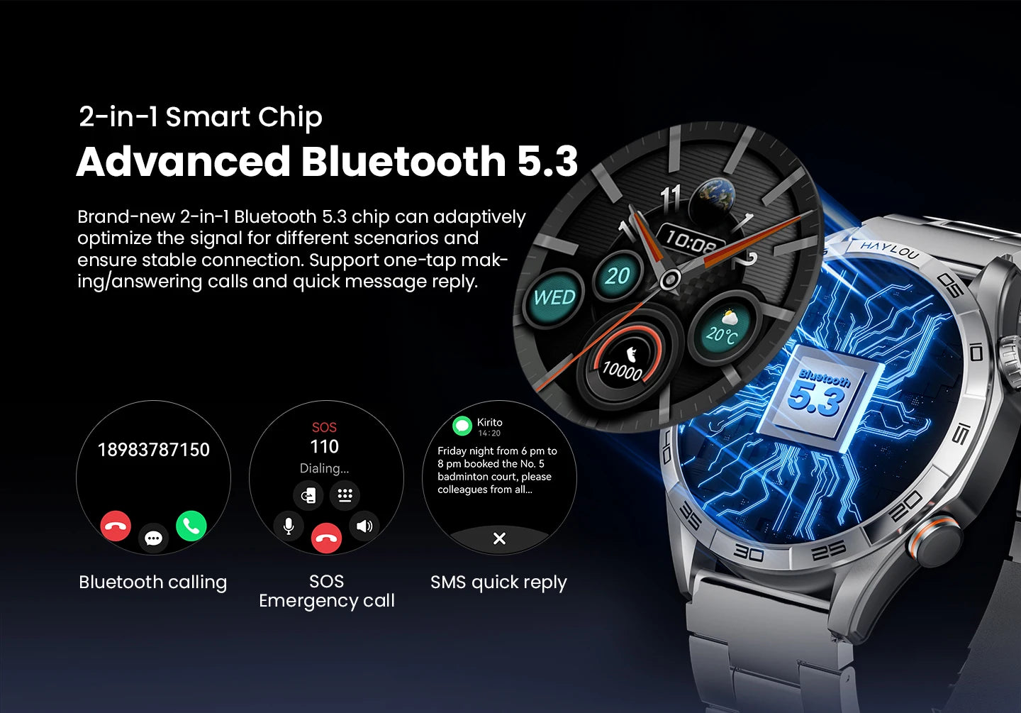 HAYLOU Solar 5 Smartwatch – AMOLED 60Hz Voice Call & Health Tracker