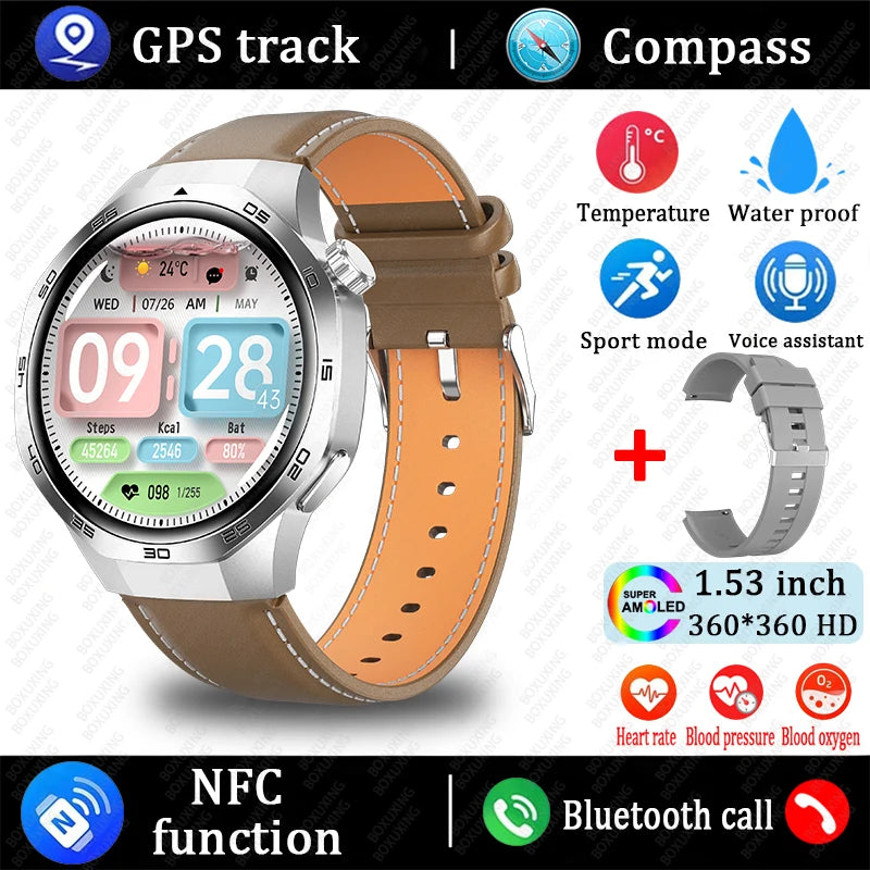 Huawei 1.85" Smartwatch – GPS, NFC & Bluetooth Fitness Tracker for Men