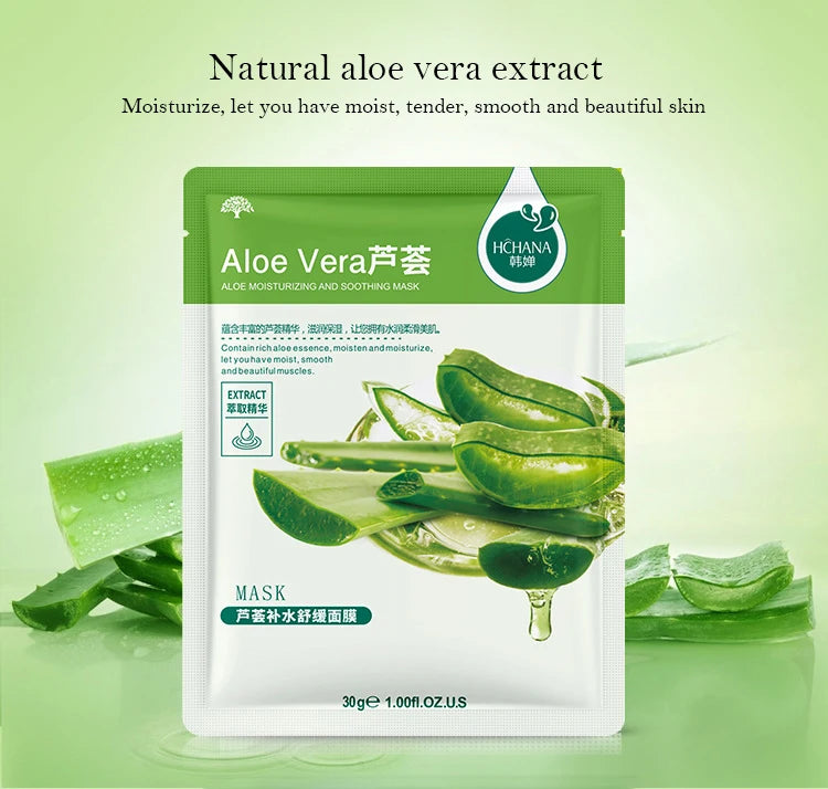 30pcs Natural Plant Facial Masks – Moisturizing & Anti-Aging Korean Skincare