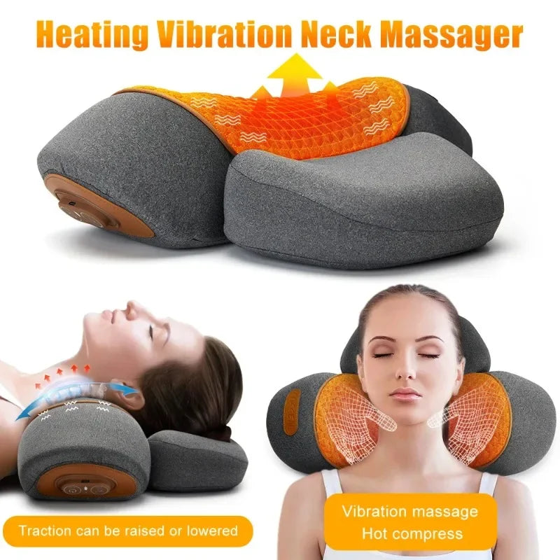 Electric Neck Massager Pillow – Heating & Vibration Cervical Support