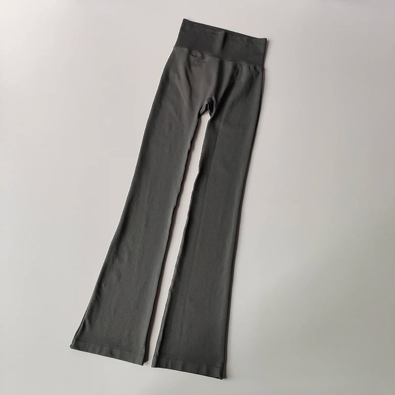 High-Waisted Flared Yoga Pants – Seamless Compression Leggings