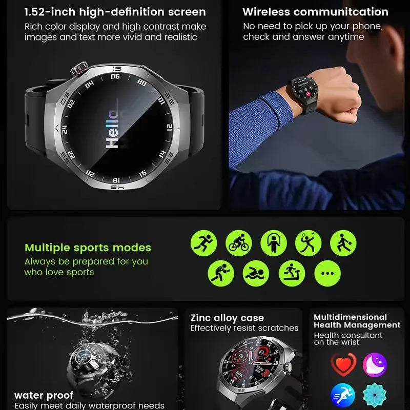 GUHUAVMI GT5 Pro Smartwatch – HD AMOLED GPS Heart Rate Tracker