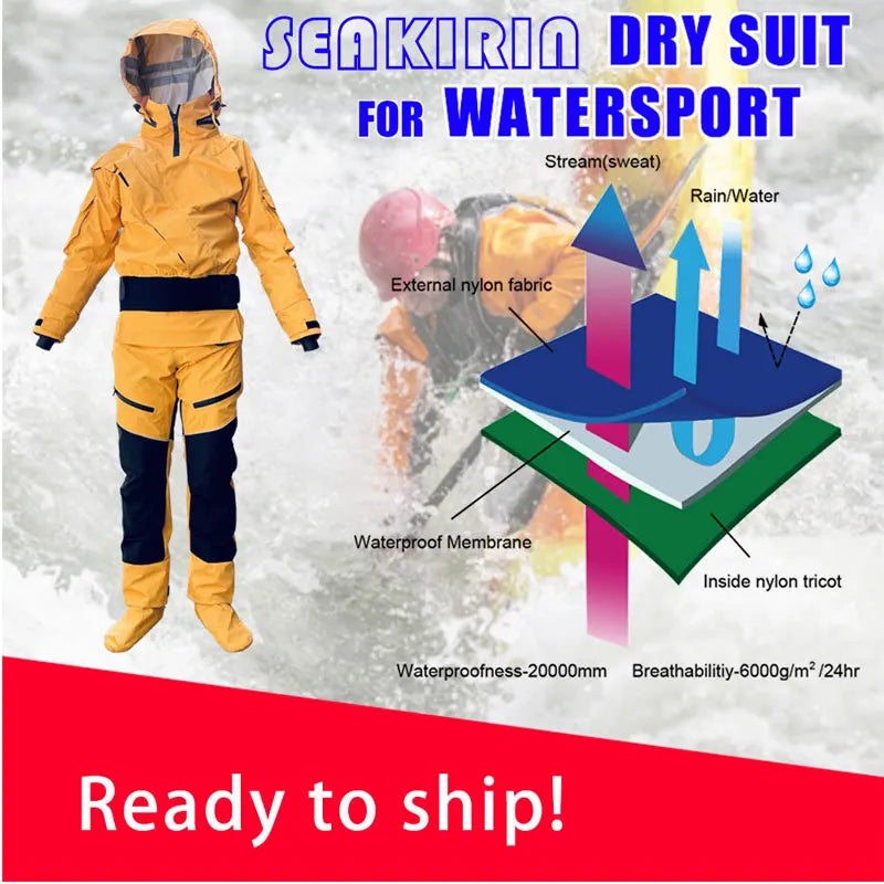 Waterproof Front-Entry Drysuit – Detachable Hood for Watersports