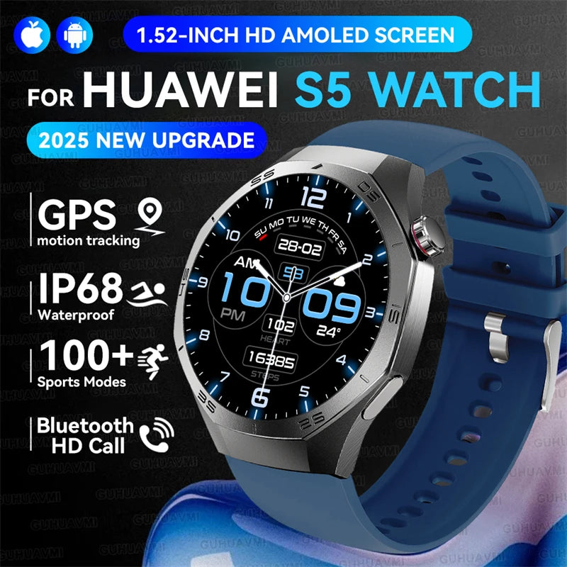 GUHUAVMI GT5 Pro Smartwatch – HD AMOLED GPS Heart Rate Tracker
