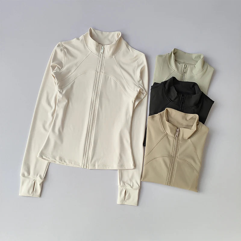 Women’s Yoga Jacket – High-End Long Sleeve Fitness & Running Top