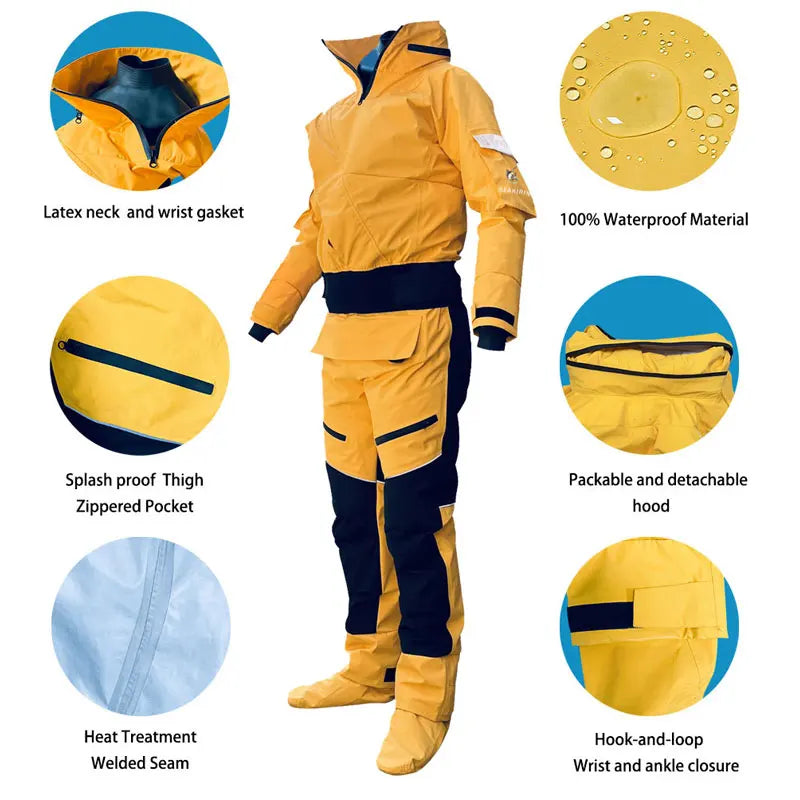 Waterproof Front-Entry Drysuit – Detachable Hood for Watersports