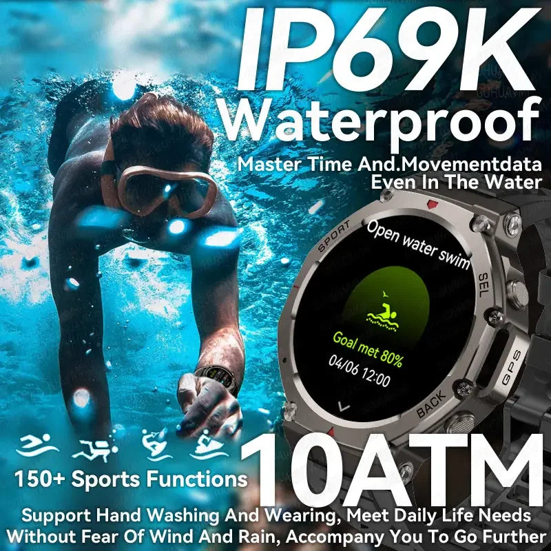 2025 Military Smartwatch – GPS, Compass & Bluetooth Call