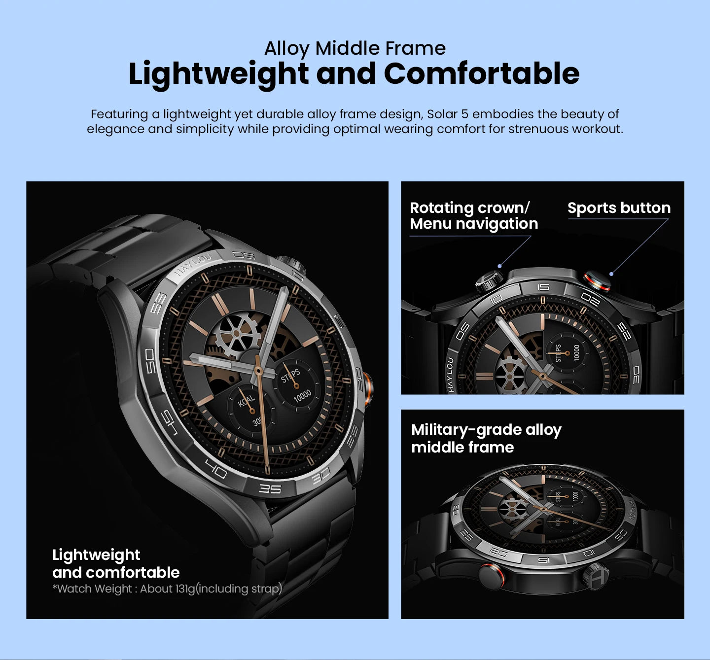 HAYLOU Solar 5 Smartwatch – AMOLED 60Hz Voice Call & Health Tracker